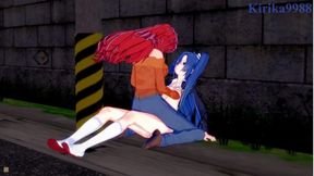 Tsubasa Kazanari and Kanade Amō have intense futanari sex on a deserted street. - Symphogear Hentai