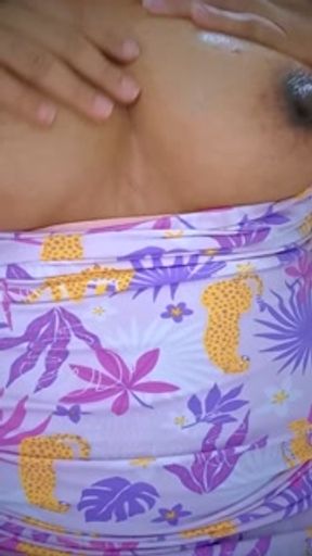Ebony MILF feels horny before going to bed and records this video for you so you can masturbate