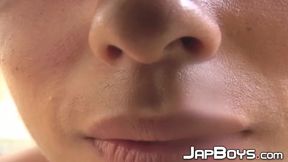 Japanese jock teases with his fat dick and masturbates solo