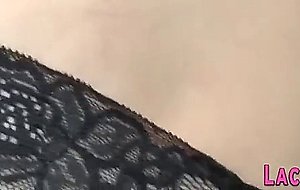 Busty old lady in stockings smashed