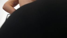 Curvy ass shaking and pov face sitting in black leggins and shiny spandex leggins