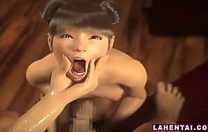 Asian 3d babe gives deep bj