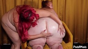 Babe West and Julie Ginger Oily Booty Spanking Tease