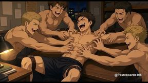 The Bully Gets His Turn - Tickled On The Dorm Desk (2D Anime)