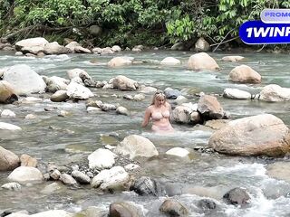 A AMORAL BEAUTY IN A RIVER. Day of nudity in the river they screw me hard in the face and snatch