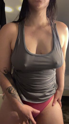 Sexy Latina seduces you by caressing her body with clothes- strong orgasm makes her moan with pleasure