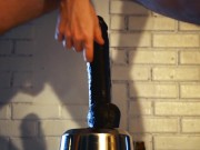 Locked in Chastity bbc dildo ride