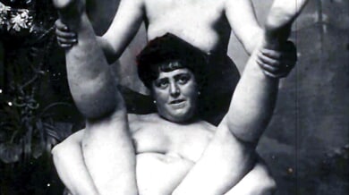 Emmy Clark embodies vintage erotic art with natural body hair in timeless sepia tones