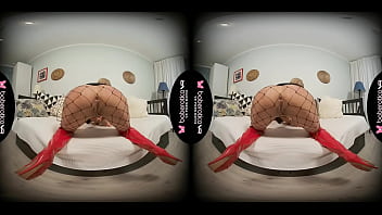 Solo blonde gal, Cherry Aleksa is toying her ass, in VR