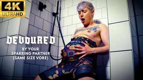 Devoured by Your Sparring Partner: Same Size Vore - Jaq Quicksilver - Your wrestling buddy swallows you whole into bloated belly - 4k mp4