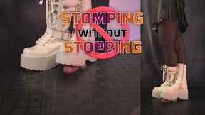Stomping without Stopping in White Platform Boots (45 Double Version) - TamyStarly - Cock Balls Crush Trample, Shoejob, Bootjob, CBT, Ballbusting, Trampling, Stomping