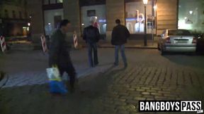 Big daddy pays cash for sex for a cute twink on the streets
