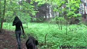 Czech hooker gives a sloppy blowjob outside