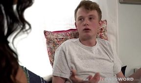 Kitten Latenight's massive tits get licked by curious teen boy Jimmy Michaels