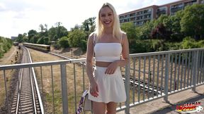 german scout - first anal sex for big clit blonde girl vivian lola at pick up casting