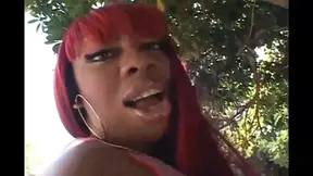 Sultry babe sucks cock while her friend pounds her pussy with big black dick