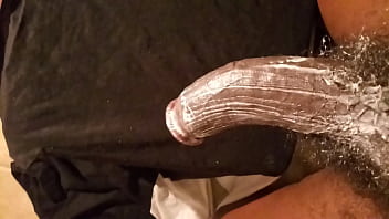 Stroking big black curve cock