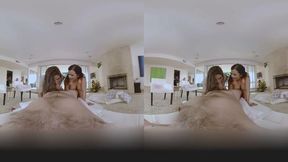 Three hot babes share lucky guy in a thrilling thresome