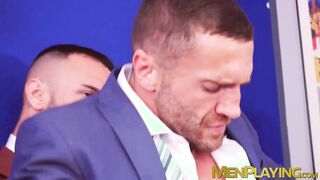 Horny Emir Boscatto bent over for deep anal fucking by his boss Gustavo Cruz