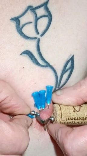 Thrilling moment from "4 needles in tit tattoo"