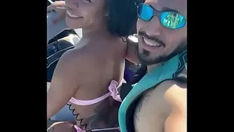 POV: Naughty young woman, left her husband on the beach and had sex with the instructor on the jet ski with everyone watching.