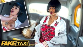 French beauty hooks taxi driver with fake taxi ploy for a hot ride