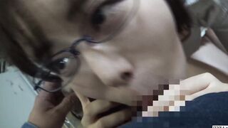 Japanese hotwife on phone with hubby while giving head