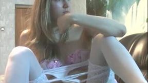 Webcam alone and bored chick flashed ugly tits while masturbating