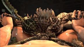 3 Headed Argonian Blowjob - Elder Scrolls Monster Creature XXX Animation