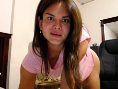 Tranny with big tits tugs on her big cock