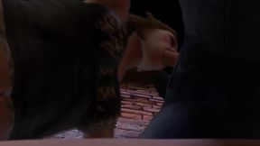 Milf gives blowjob in a back alley