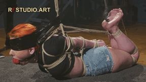 Elli - Strict Hogtie with Huge BallGag and Bastinado (FULL HD MP4)