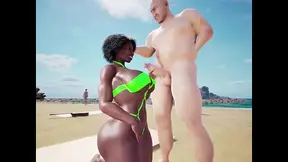 Curvy Brazilian bombshell gives black man a deepthroat BJ