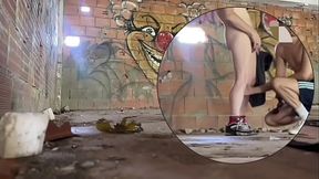 2 amateur boys caught having quick fun in an abandoned building