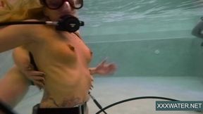 Slutty bitches get their wet beaver pounded above the dive board by the hunk