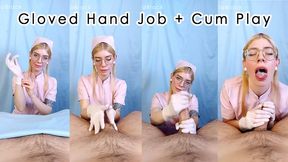 Vertical Gloved Hand Job and Cum Play