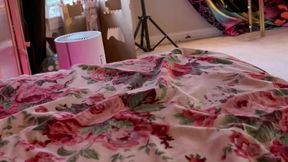 Chubby Horny Princess Squirts All Over Bed With Legs Open