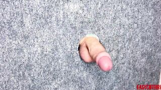 Close up jerking off tiny penis through the glory hole