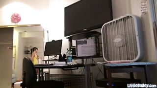 Petite teen takes hard cock in her pussy