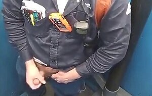 Worker Bear Jerks Off & Cum in Porty Potty at Work