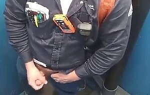 Worker Bear Jerks Off & Cum in Porty Potty at Work