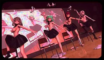 Sultry 3D Striptease: Ayame, Marine, Rushia & Chloe Seduce in MMD Dance
