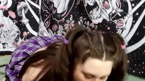 BBW MILF gives sloppy deepthroat and plays withCum