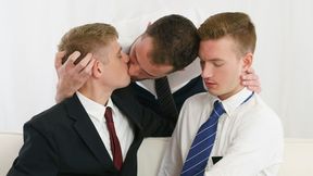 Bishop Jason Lenox Strips Down And Makes Two Submissive Boys Slobber On His Cock - Missionary Boys