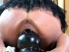 Slamming Goliath Dildo Balls Deep in Her Belly