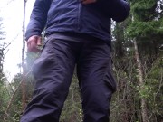 Pee in the forest under the rain
