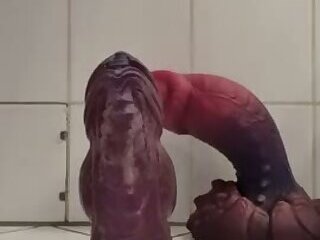 Guy Getting Fucked By Two Monstrously Large Dildos