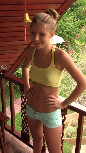 Iconic moment from &quot;Krystal Boyd (Anjelica Abby) poses for Antonio Clemens on the balcony. Thailand, outdoor backstage. Part 1.&quot;