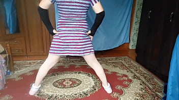 Gorgeous Crossdresser Showing Off Thighs While Smiling Cute