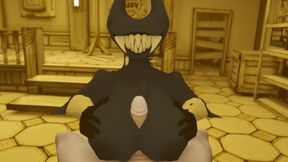 Bendy and the Ink Machine's busty MILF gives a lez anal POV creampie